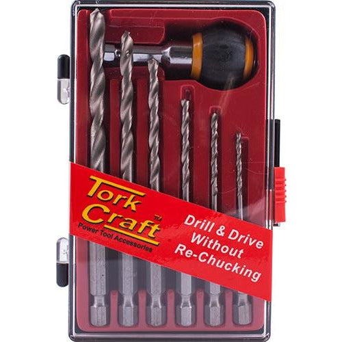 HEX SHANK DRILL SET 7PCE WITH QUICK CHANGE ADAPTOR SET 7PCE - Power Tool Traders