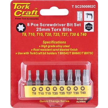 S/DRIVER BIT SET 8PCE TORX T8-T40 - Power Tool Traders