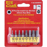 S/DRIVER BIT SET 8PCE HEX H1.5-H6 - Power Tool Traders