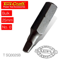 SQUARE RECESS BIT #0 - 25MM - BULK - Power Tool Traders