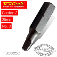 SQUARE RECESS INSERT BIT NO.0X25MM 2/CARD - Power Tool Traders