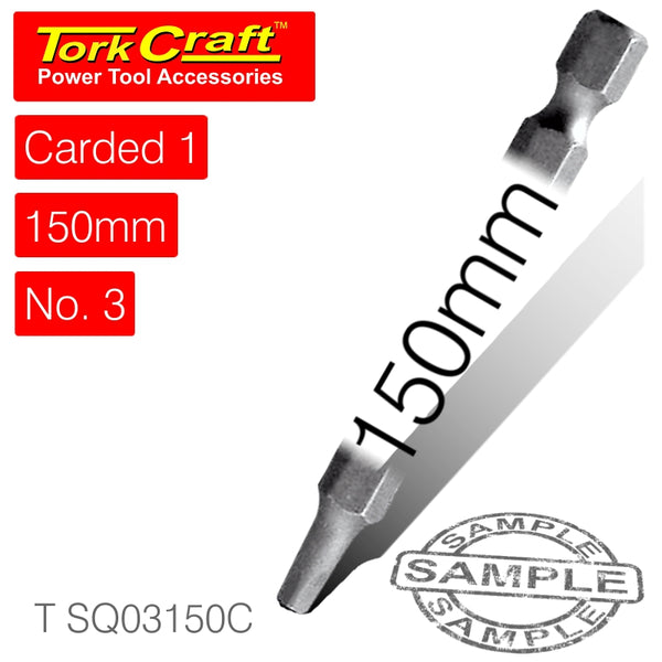 SQUARE RECESS PWR BIT NO.3X150MM 1/CARD - Power Tool Traders