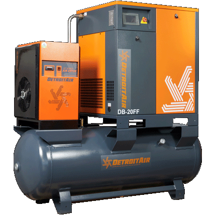 G2DB-20FF Premium Detroit Air Screw Compressor 20Hp / 15Kw 83.6Cfm On 500L Pressure Vessel Including Dryer